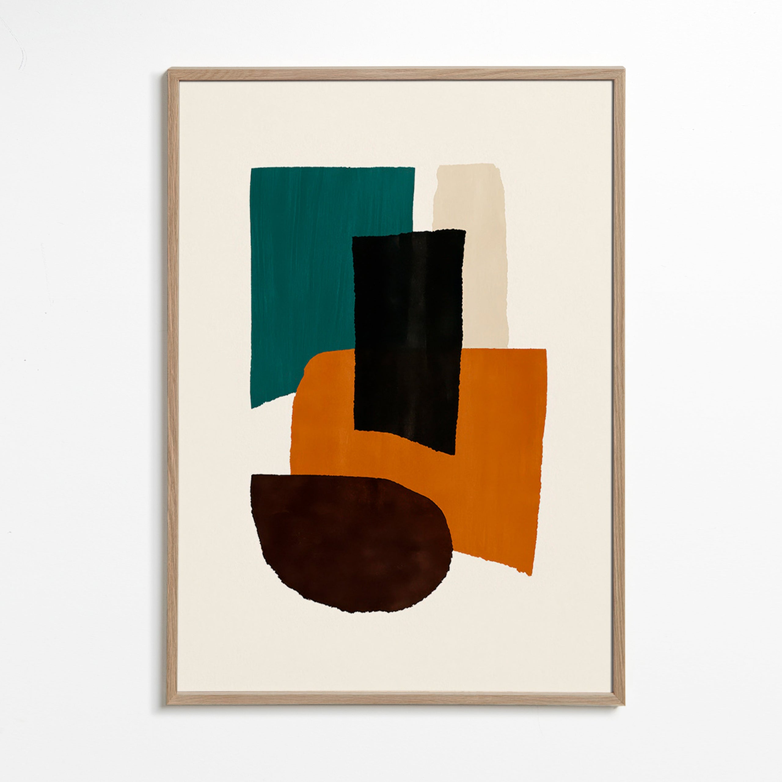 Cuadro abstracto con bloques terrosos – Oak Frame