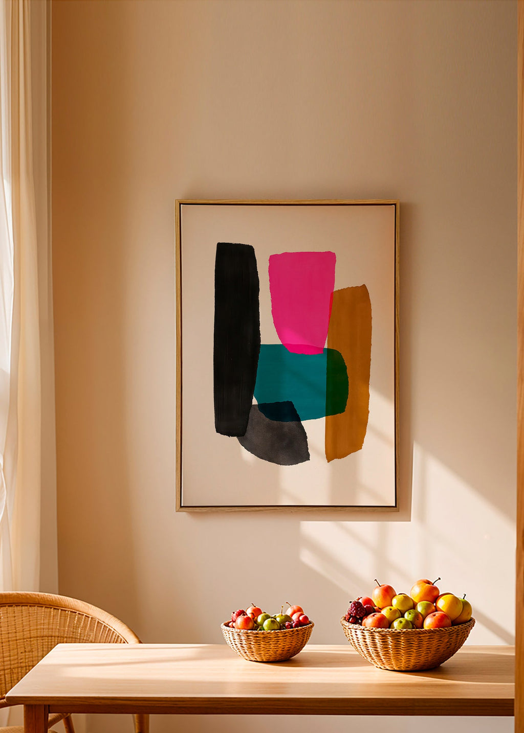 Cuadro abstracto magenta con gestos orgánicos – Canvas1