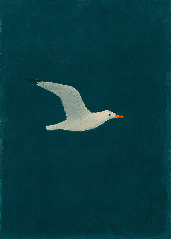 Cuadro gaviota en vuelo sobre mar profundo