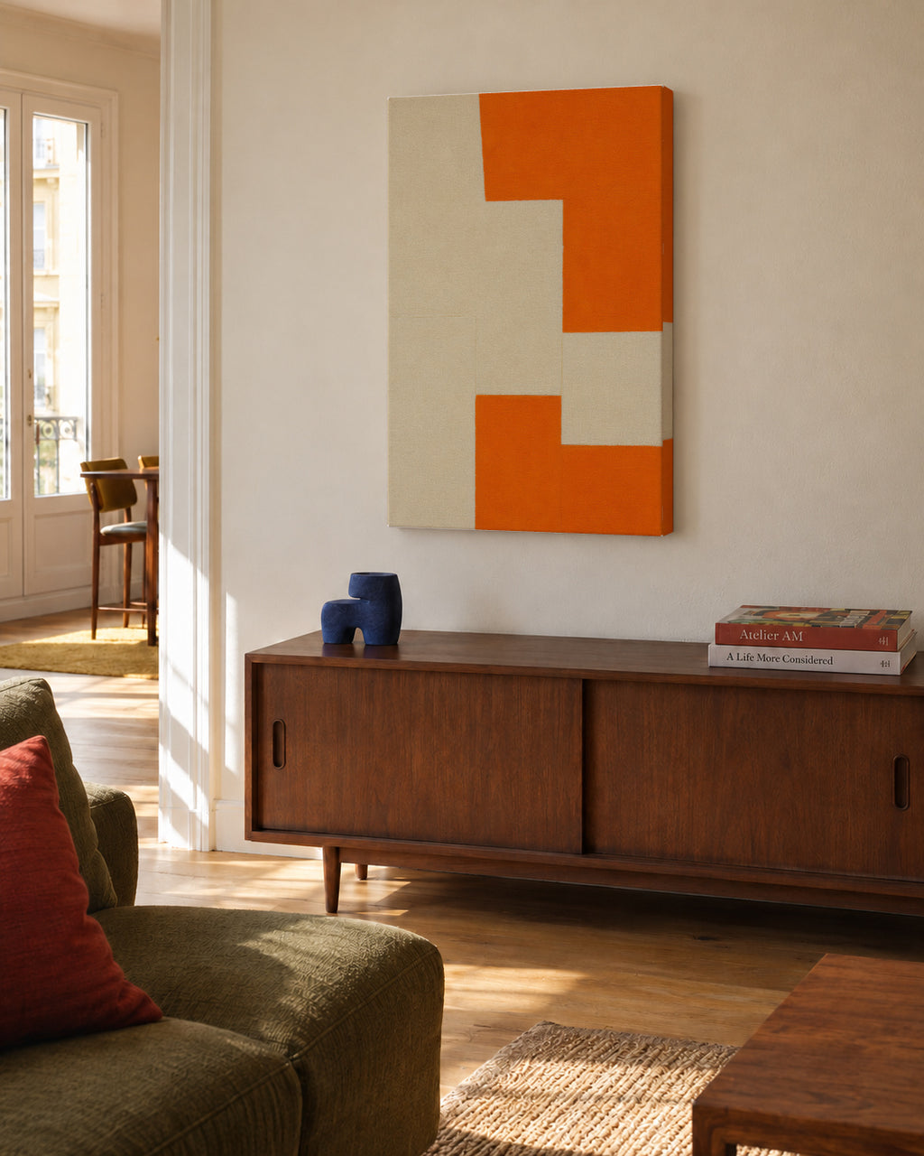 Terracotta Steps I - Unframed canvas in an interior