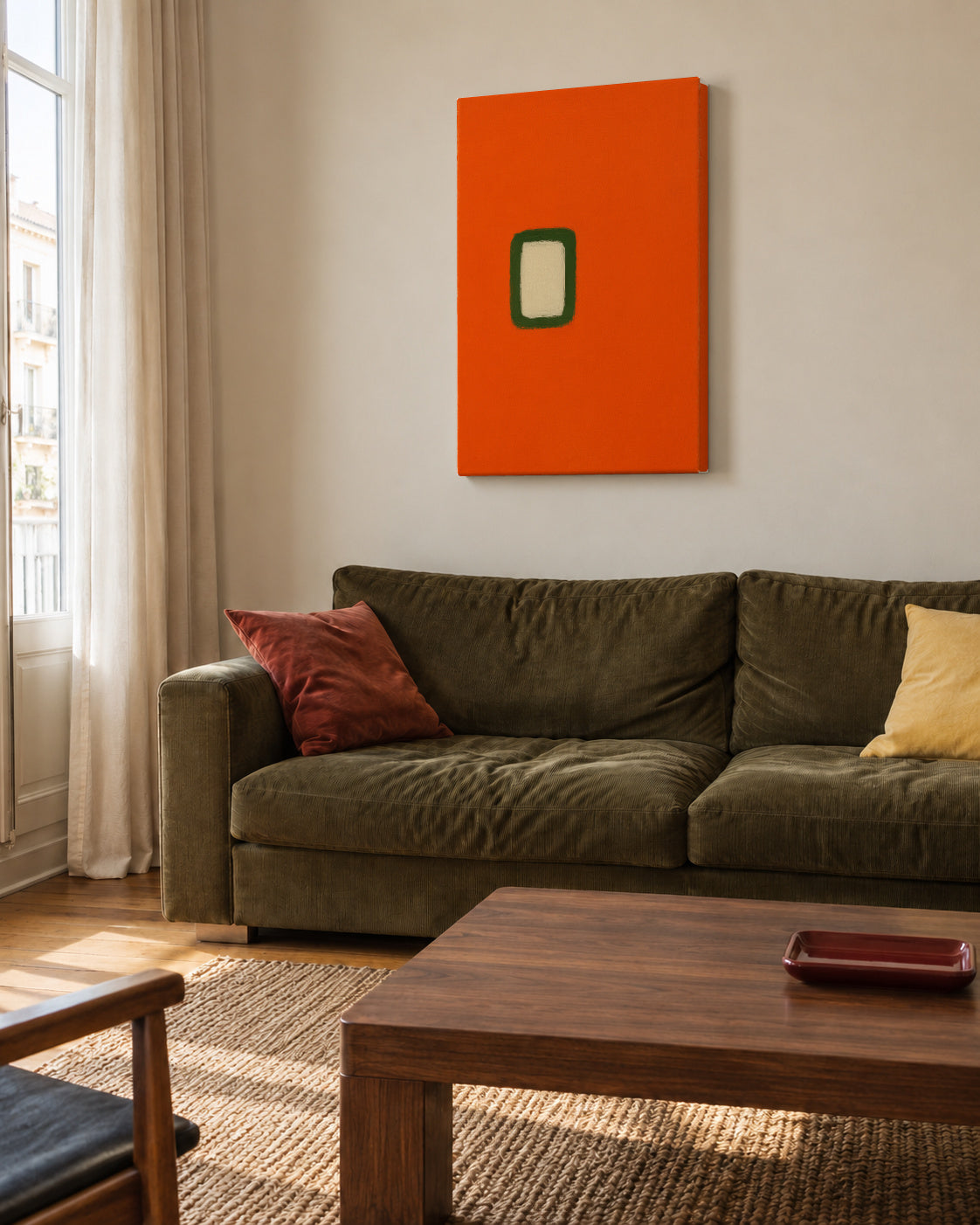 Glowing Core - Unframed canvas in an interior