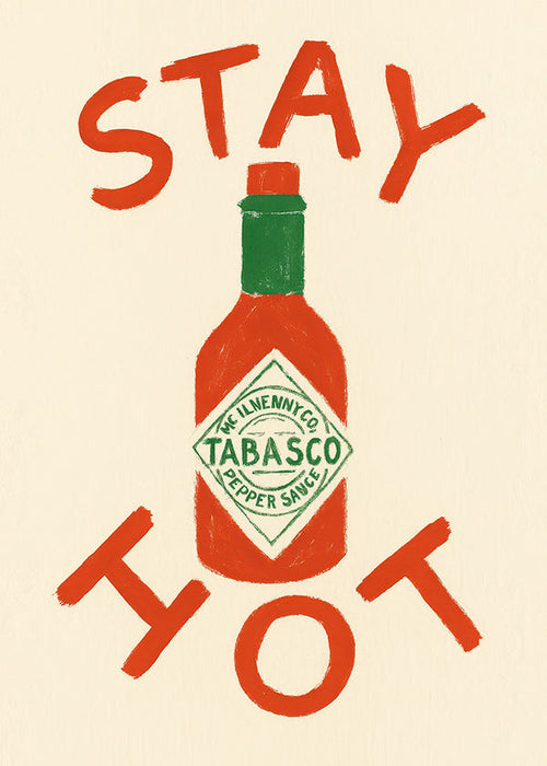 Cuadro de cocina Stay Hot con botella ilustrada