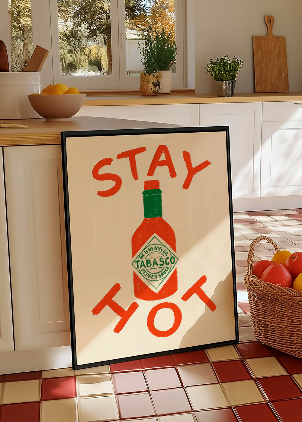 Cuadro de cocina Stay Hot con botella ilustrada – Product3