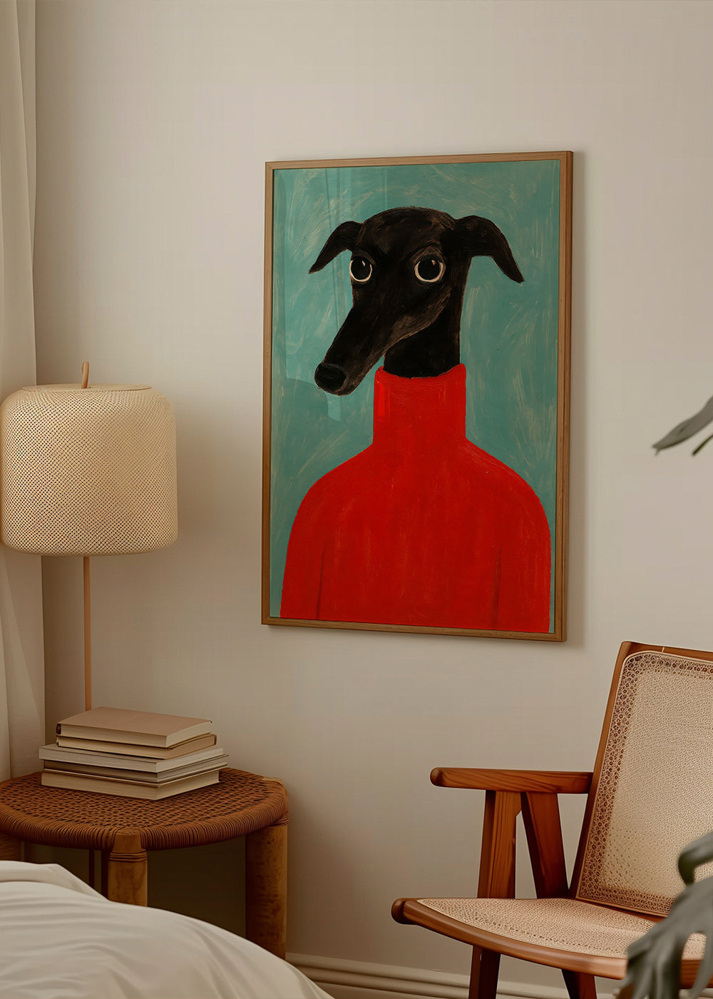 Cuadro retrato de galgo con jersey rojo – Product2