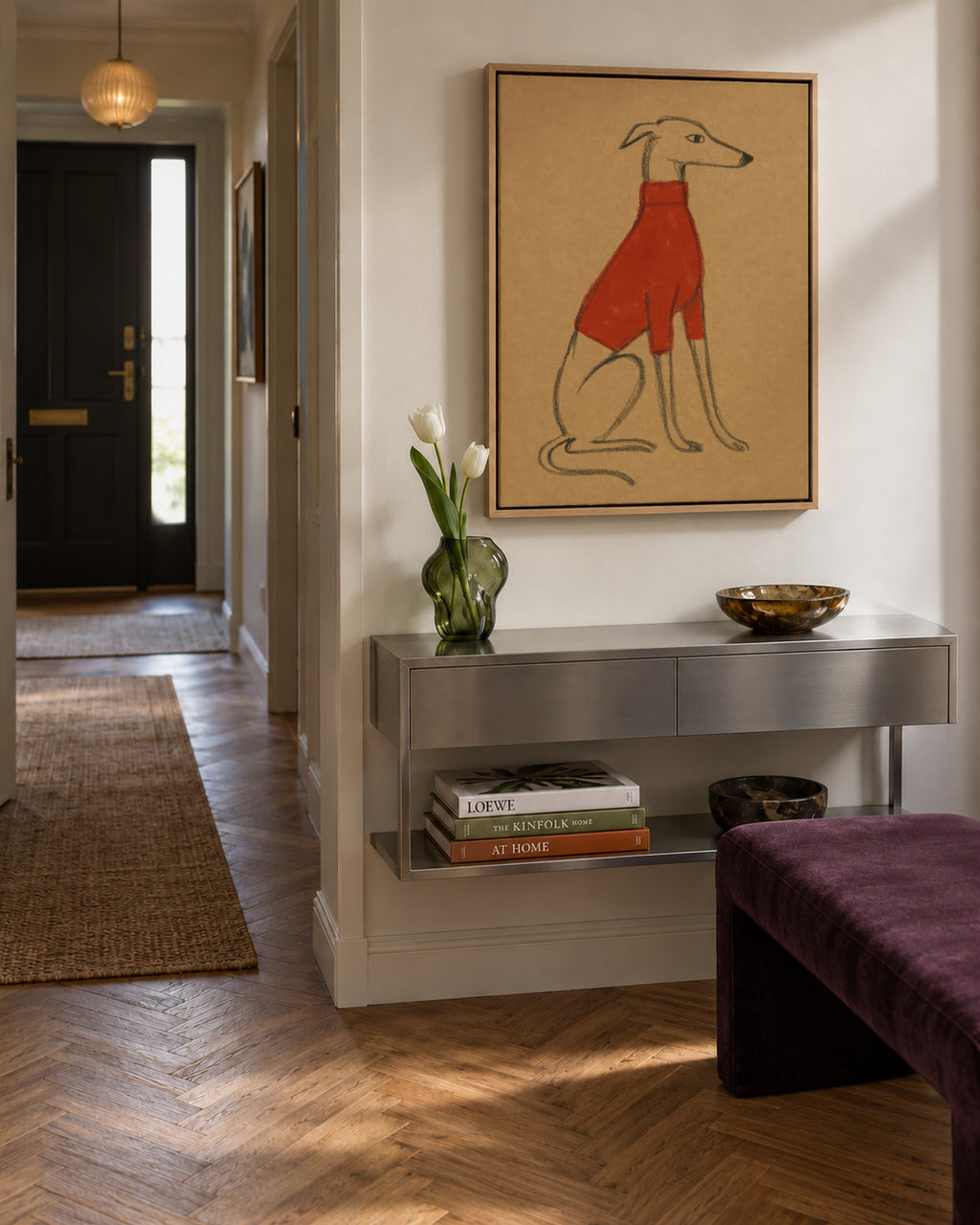 The Red Pullover - Framed canvas in an interior