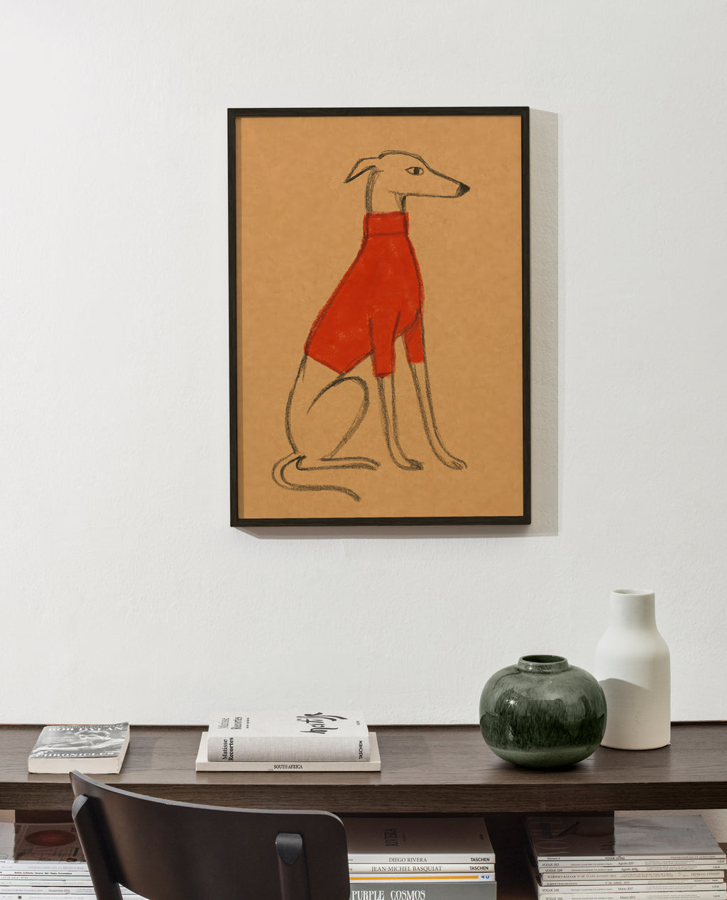 Ilustración de galgo con jersey rojo – Product2