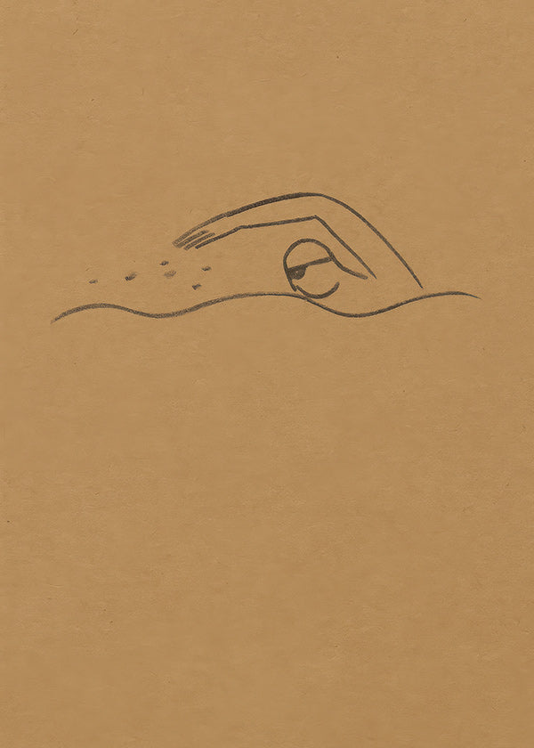 Cuadro minimalista nadador en papel kraft