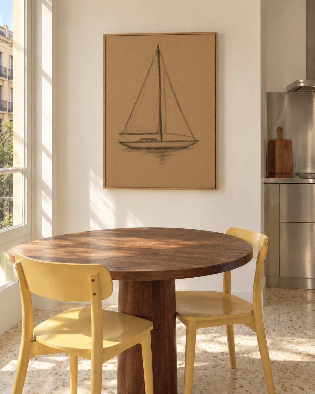Charcoal Sails - Framed canvas in an interior