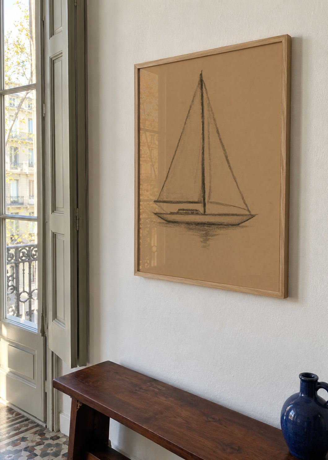 Charcoal Sails - Framed poster in an interior