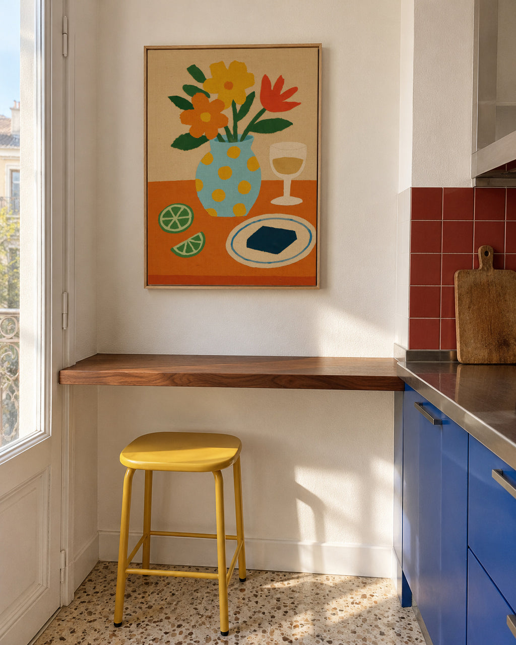 Midday Aperitif - Framed canvas in an interior