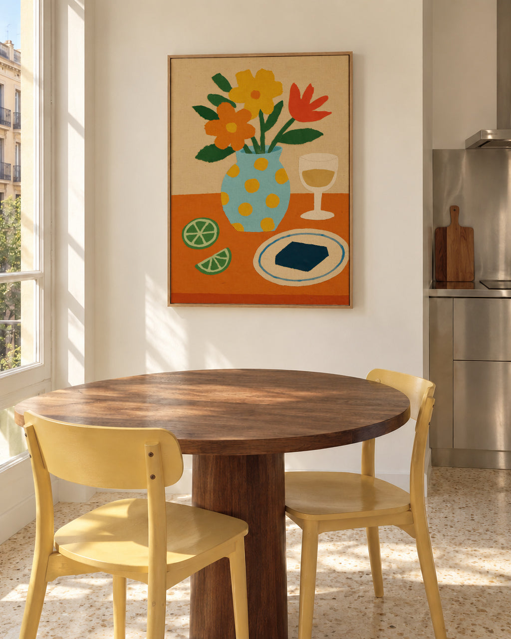Midday Aperitif - Framed canvas in an interior