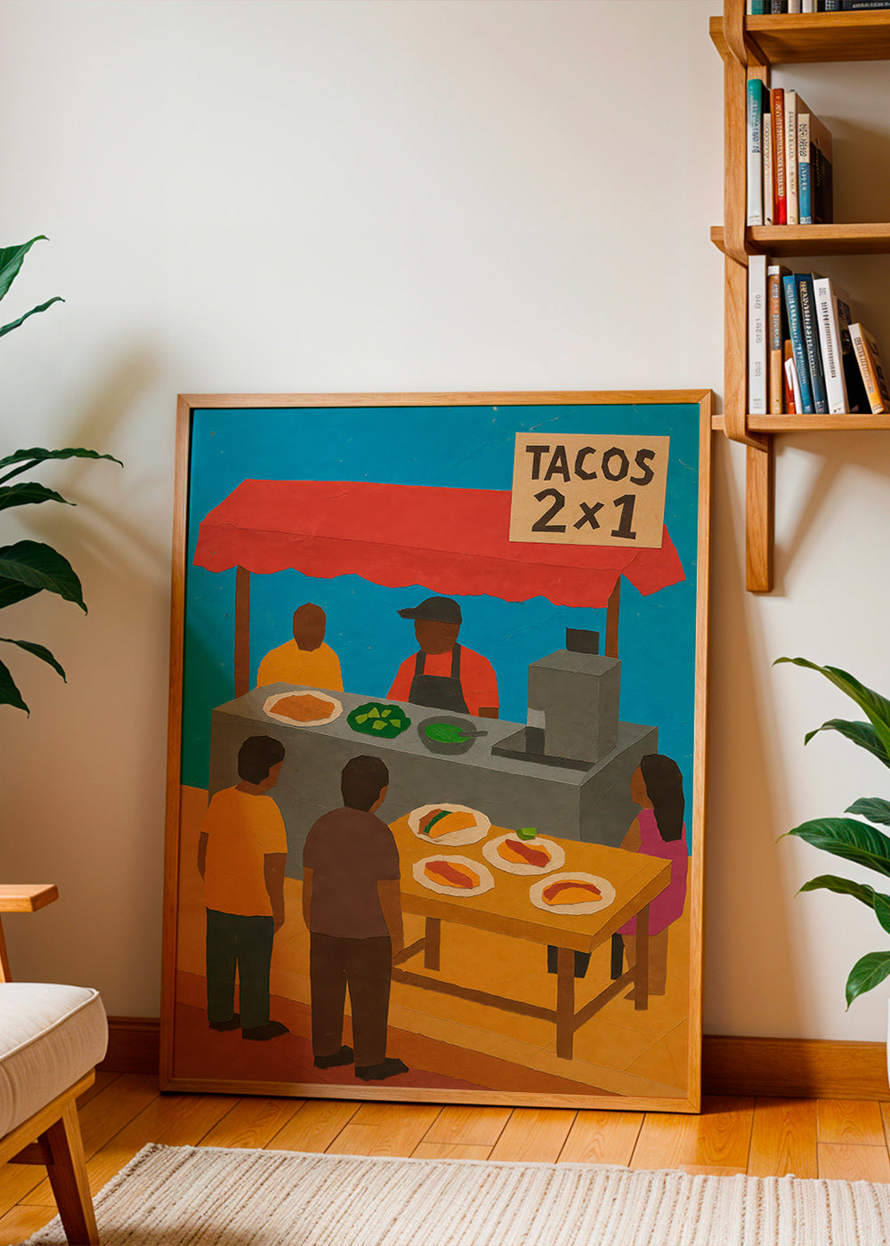 Cuadro de cocina con puesto de tacos ilustrado – Product2