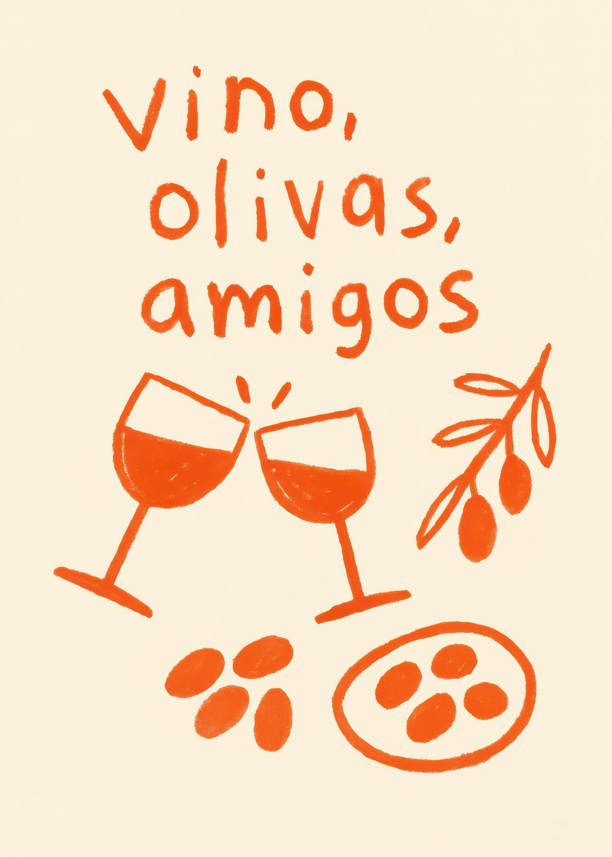 Friends & Olives - Unframed art print