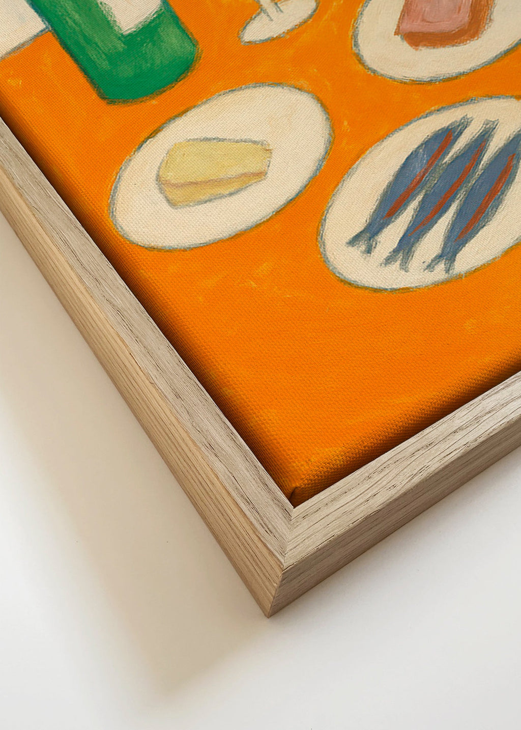 Cuadro de cocina con sardinas y copa de vino – Canvas detail