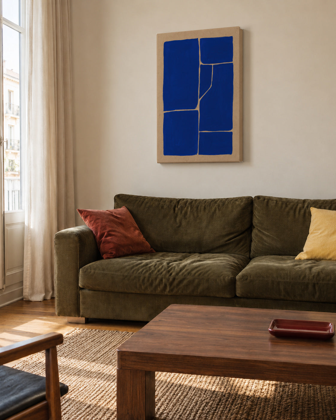 Blue Fractures - Unframed canvas in an interior