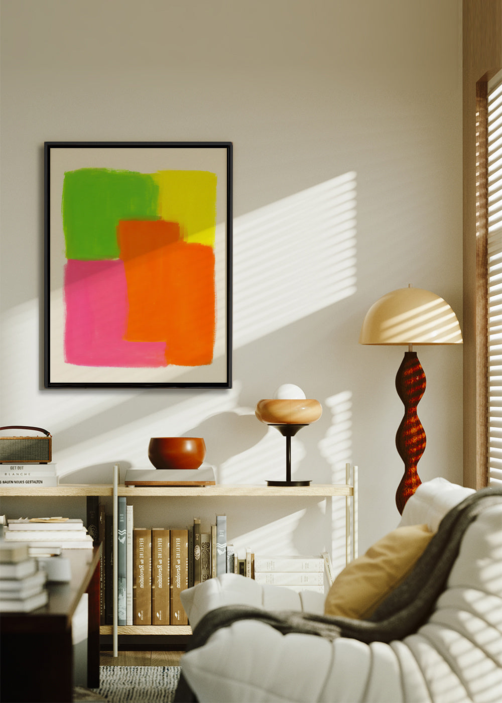 Neon Pulse I - Framed canvas in an interior