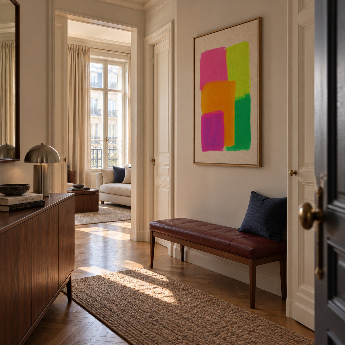 Neon Pulse II - Framed canvas in an interior
