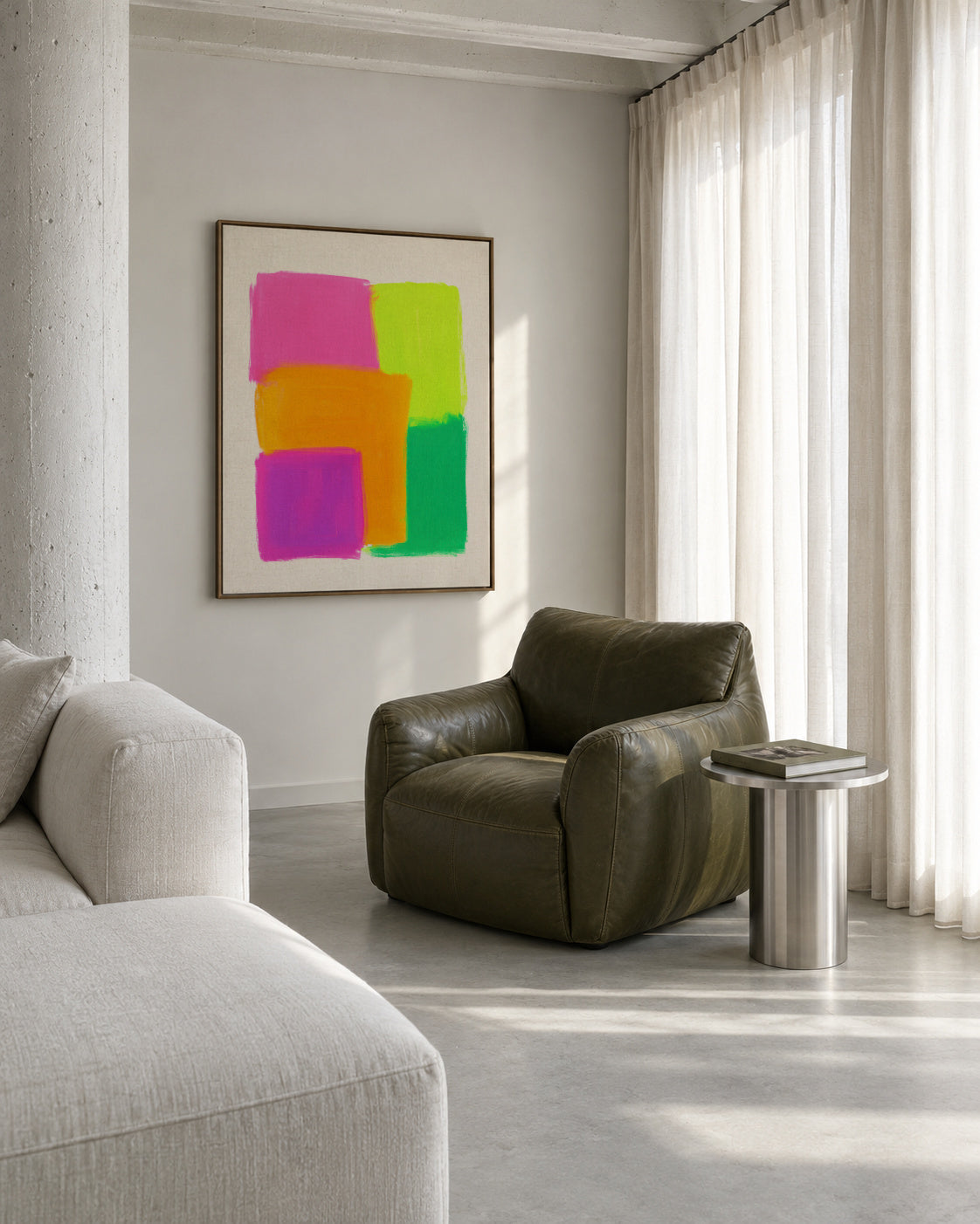 Neon Pulse II - Framed canvas in an interior