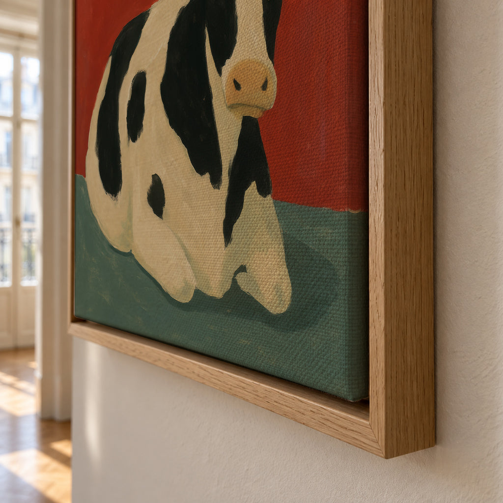 Resting Bovine - Framed canvas detail