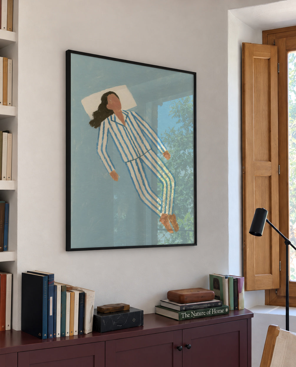 Sunday Slumber II - Framed poster in an interior