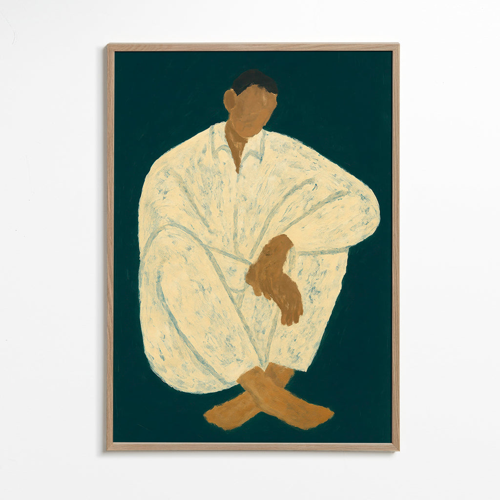 Ilustración de figura sentada en pose recogida – Oak Frame