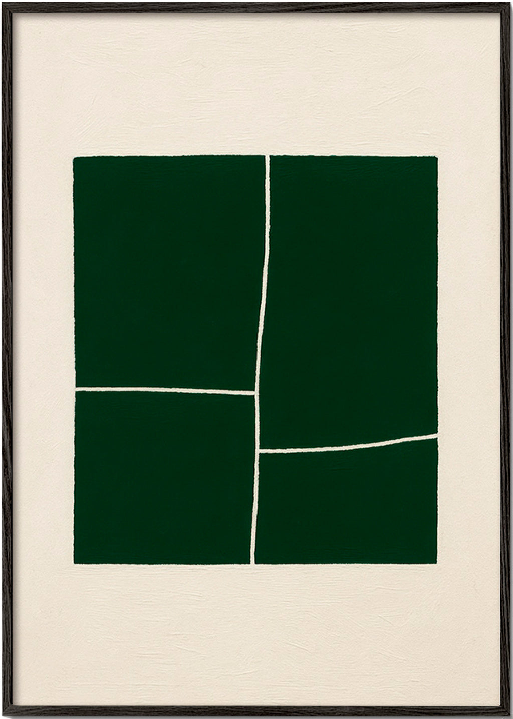 Cuadro abstracto con bloques verdes – Black Frame