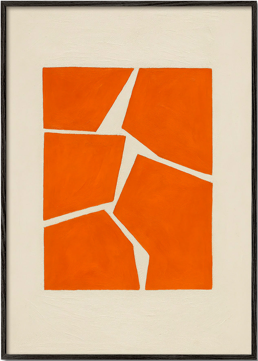 Cuadro geométrico fragmentos terracota – Black Frame