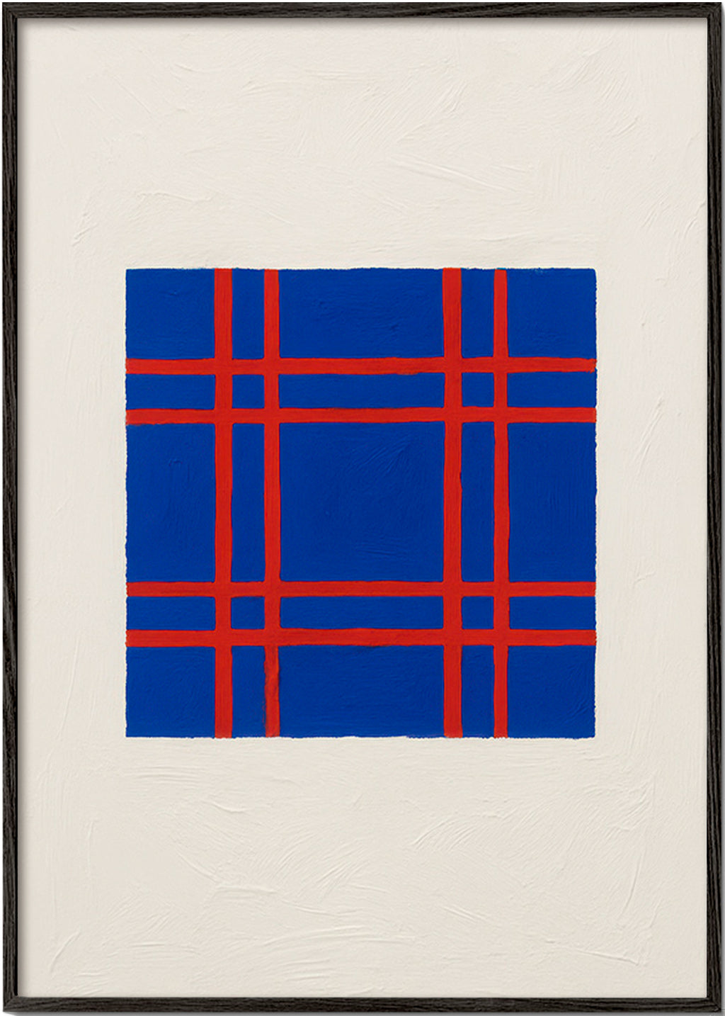 Cuadro geométrico azul con trama roja – Black Frame