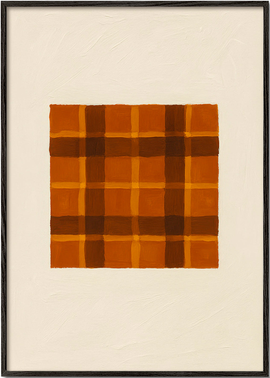 Cuadro geométrico ocre con panel central – Black Frame