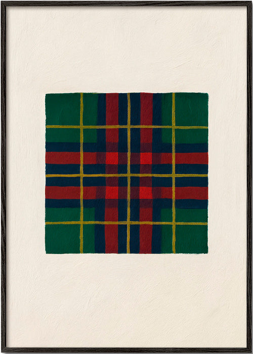 Cuadro geométrico con trama tartán pintada a mano – Black Frame