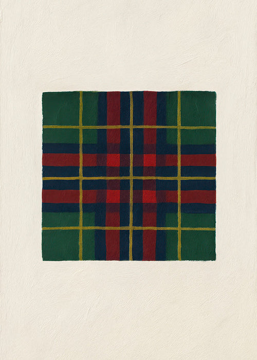 Cuadro geométrico con trama tartán pintada a mano