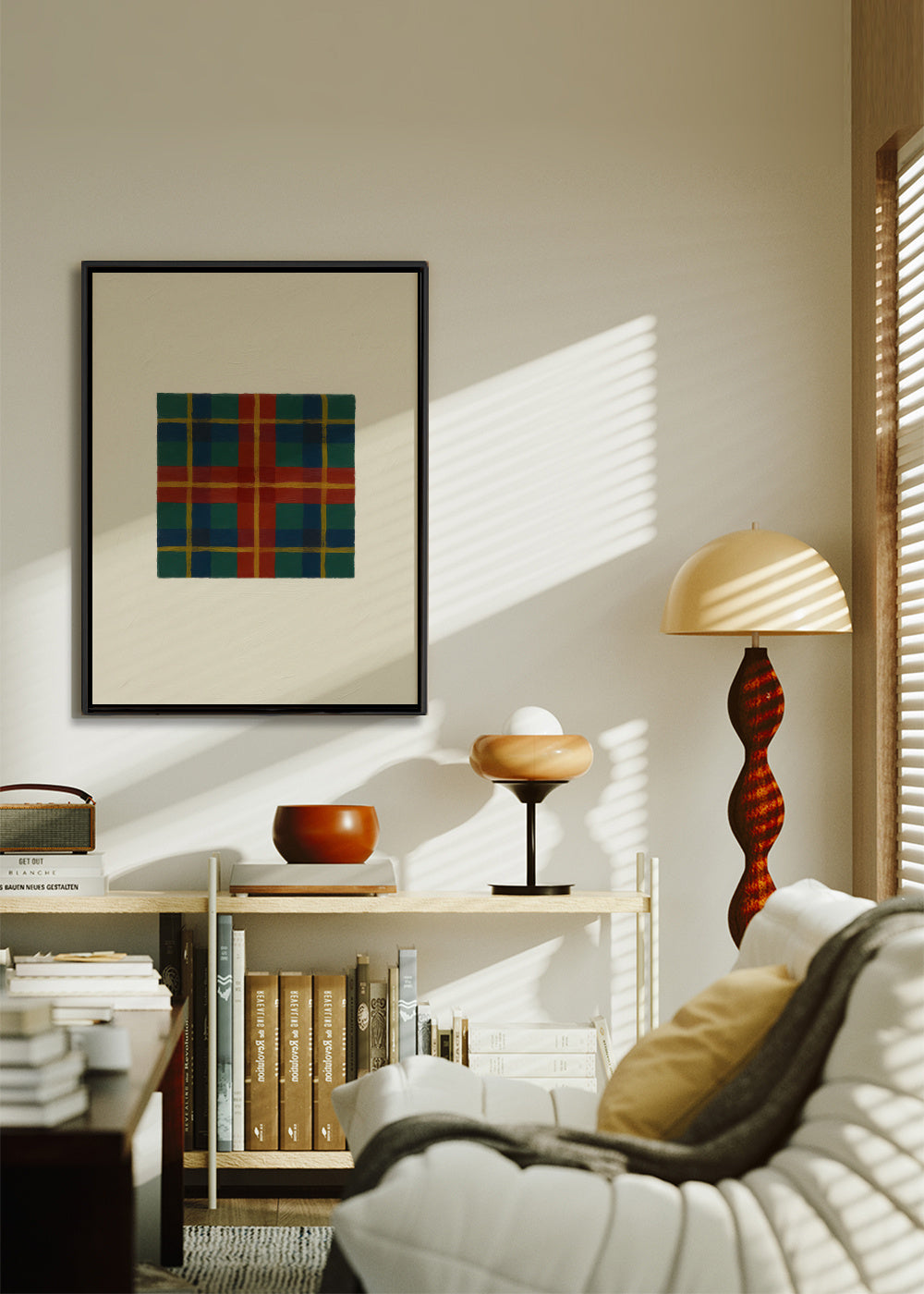 Autumn Check - Framed canvas in an interior