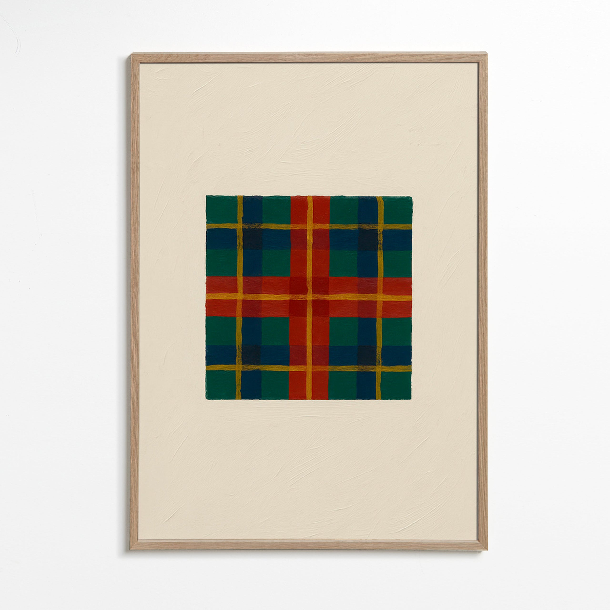 Cuadro geométrico tartán pintado – Oak Frame