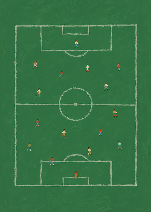 Cuadro deportivo: campo de fútbol ilustrado