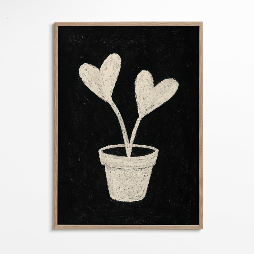 Lámina botánica con hojas en forma de corazón – Oak Frame