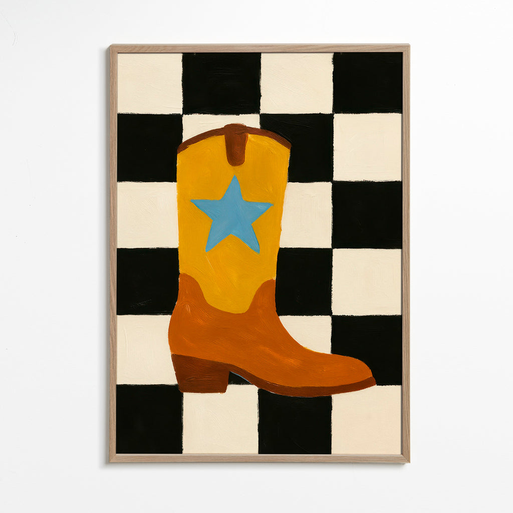 Ilustración de bota vaquera con estrella – Oak Frame