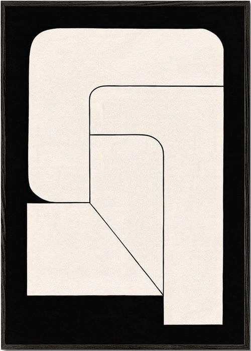 Cuadro geométrico minimalista crema y negro – Black Frame