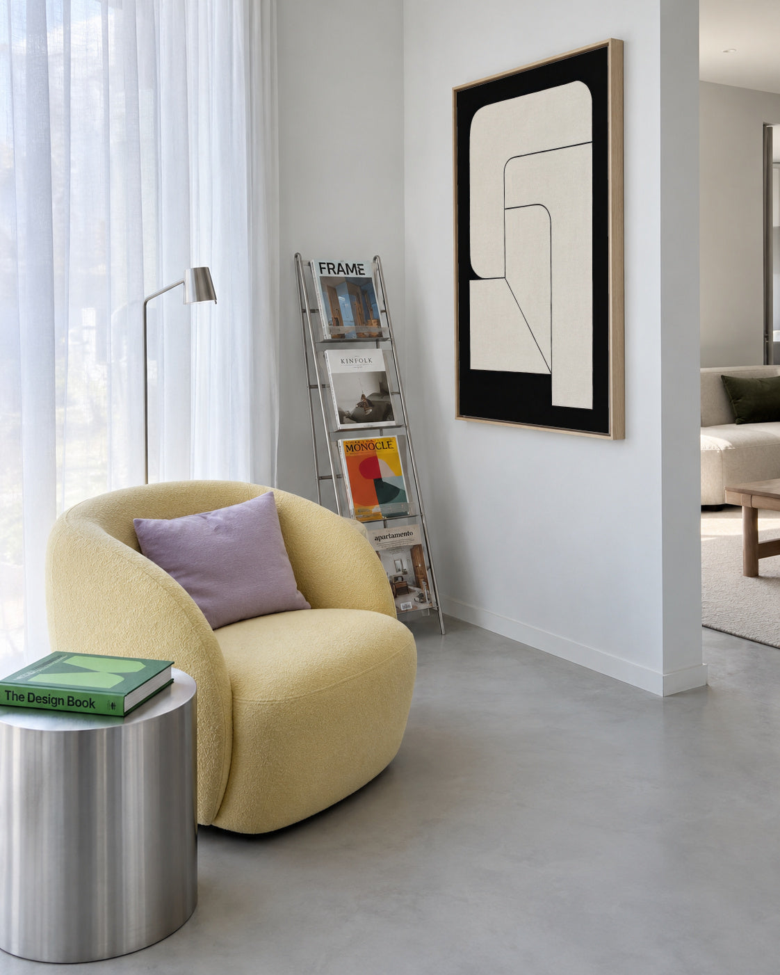 L-Shape Balance I - Framed canvas in an interior