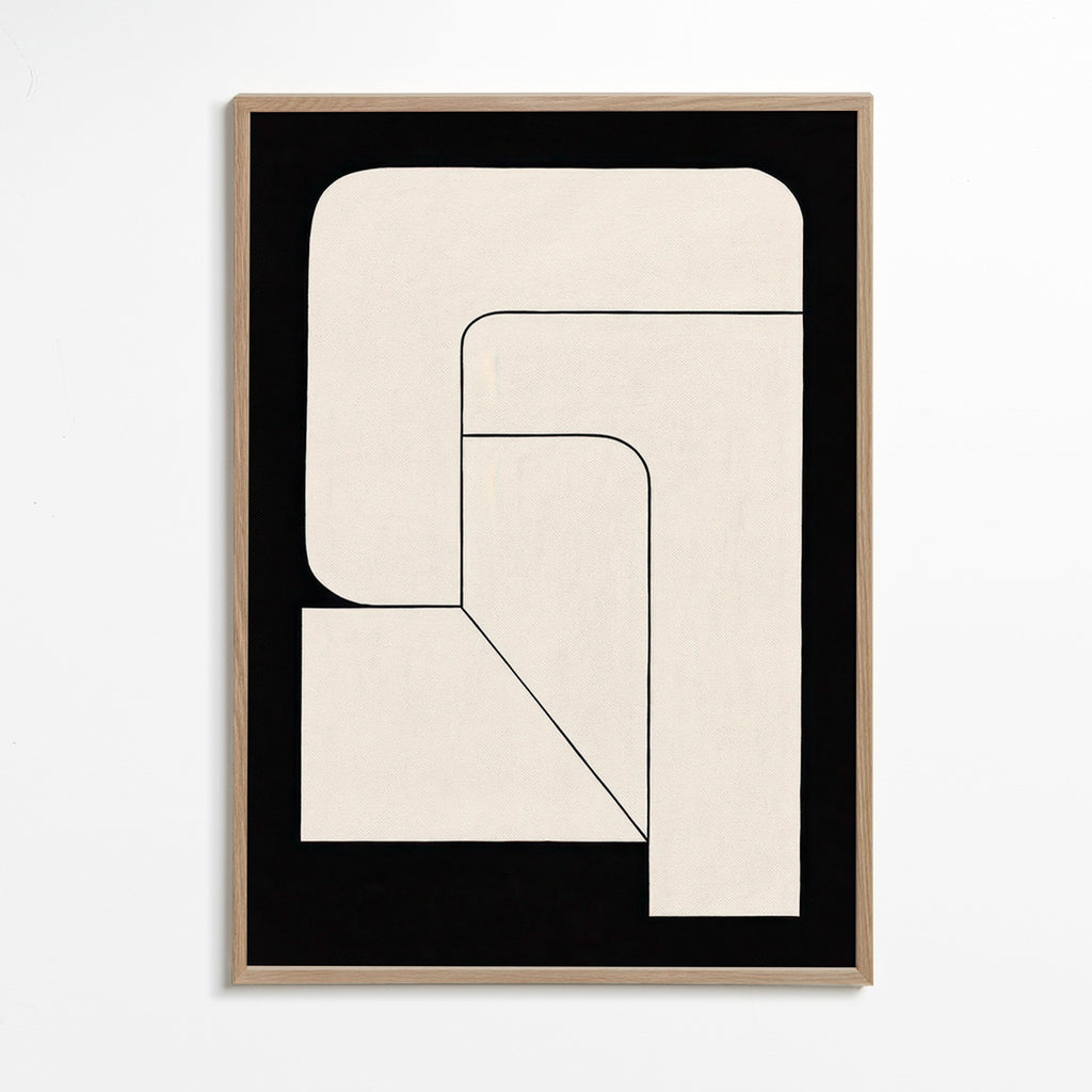Cuadro geométrico minimalista crema y negro – Oak Frame