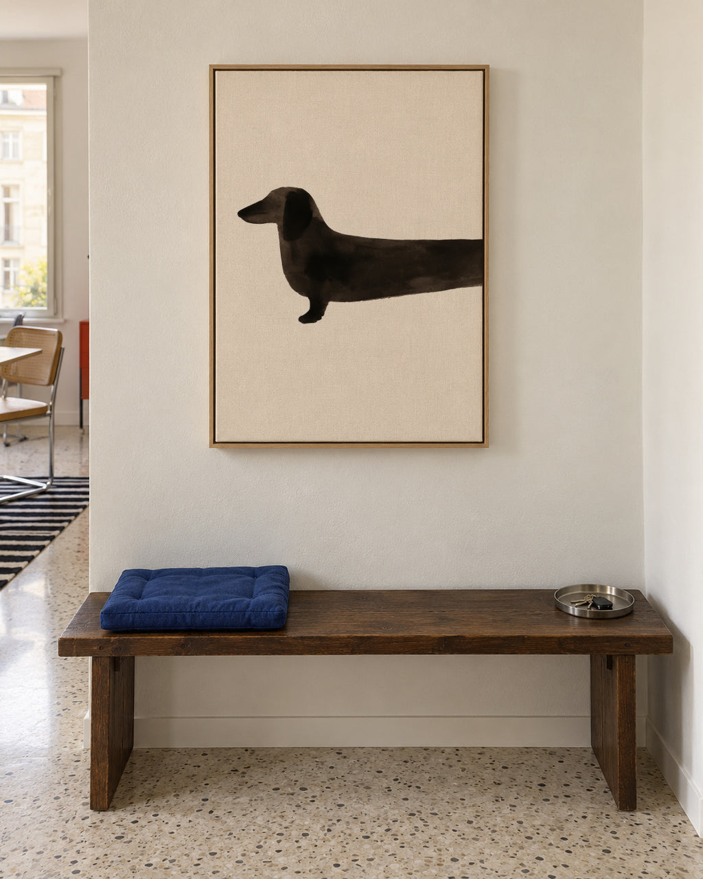 Long Dachshund - Framed canvas in an interior