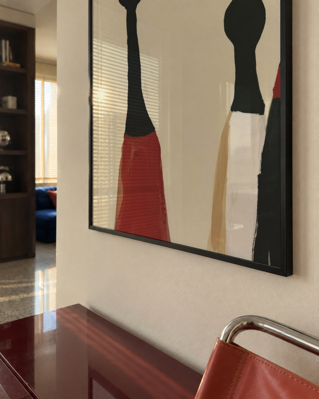 Red Skirt Figures - Framed poster in an interior
