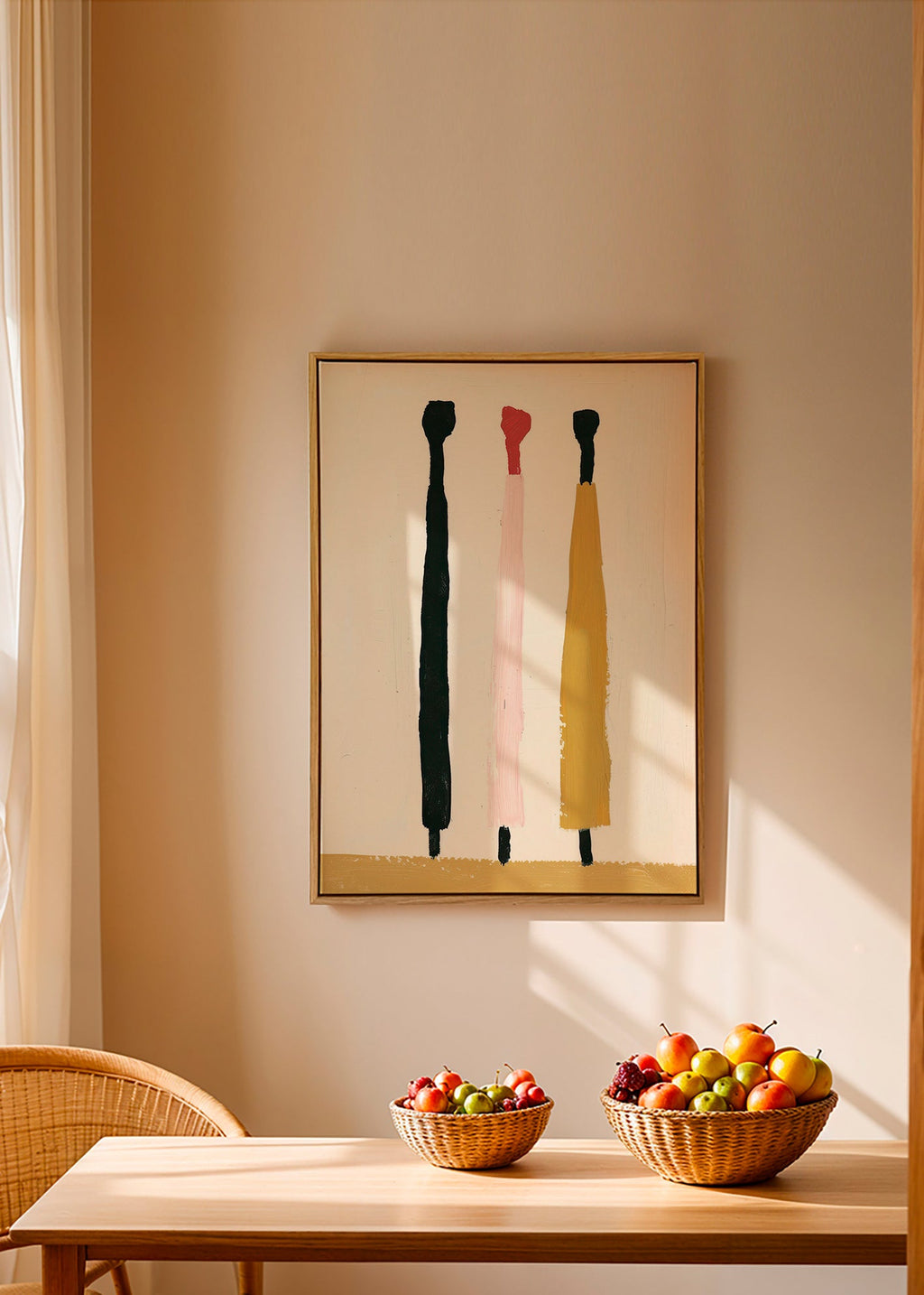 Cuadro abstracto de tres pinceladas verticales – Canvas2