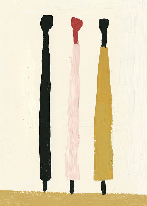 Cuadro abstracto de tres pinceladas verticales