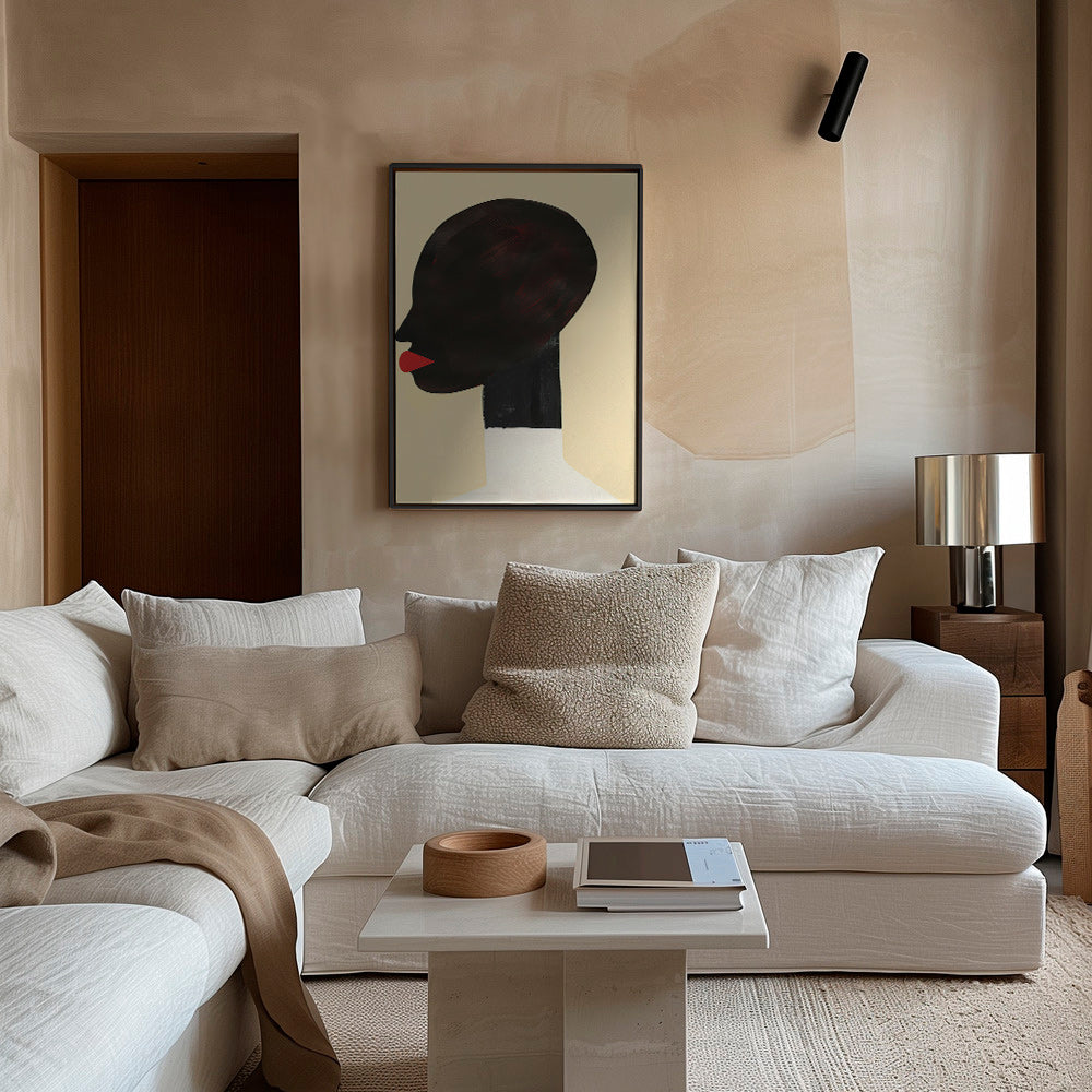 Ilustración de perfil con labios rojos – Canvas2