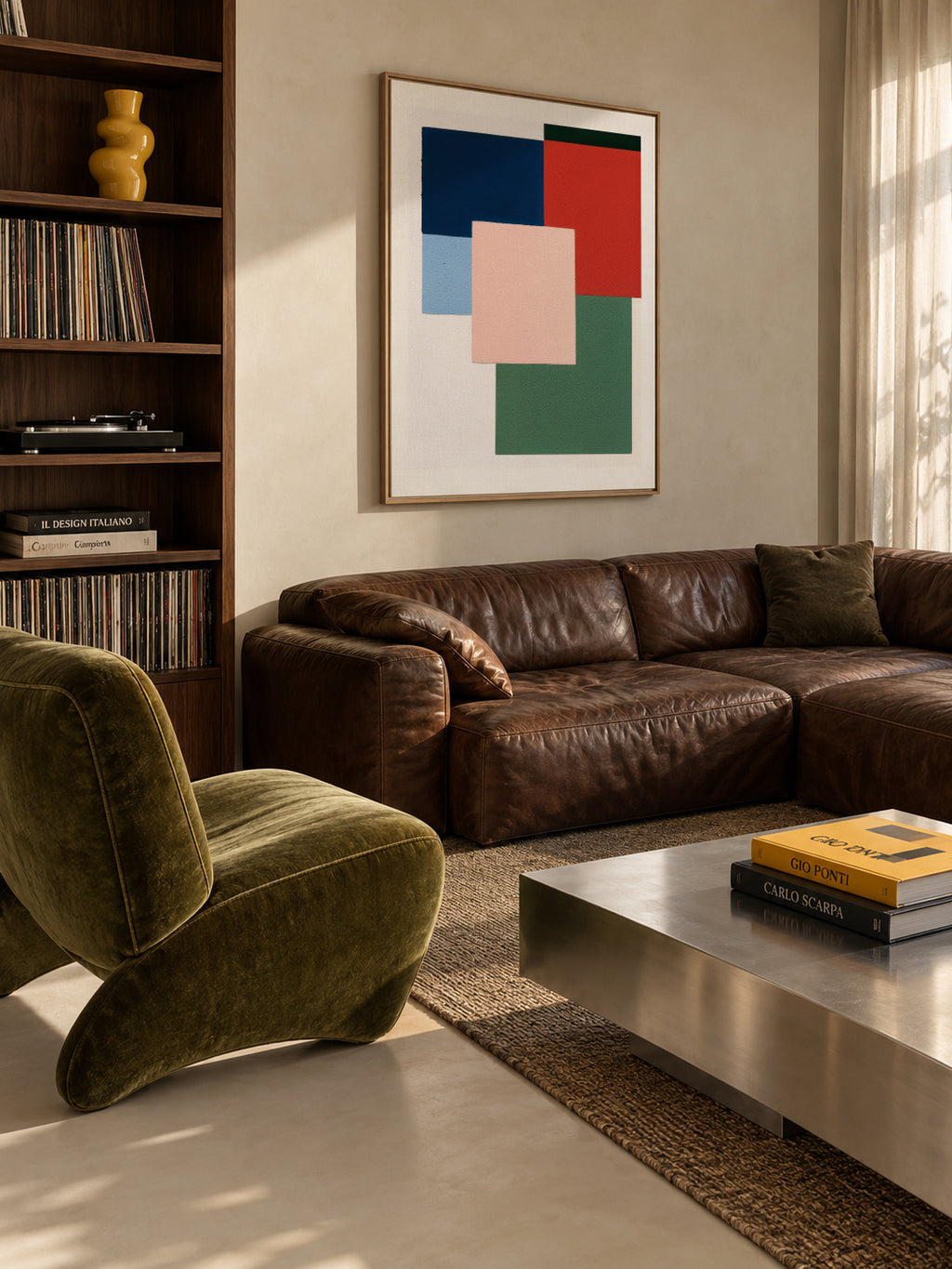 Pastel Construction IV - Framed canvas in an interior