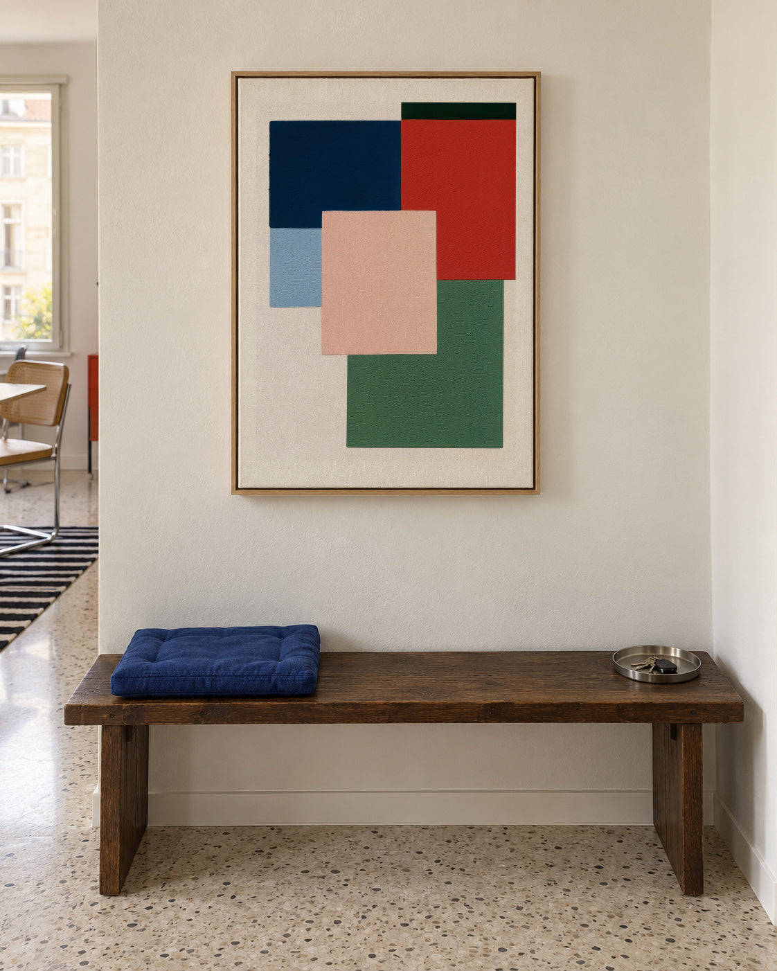 Pastel Construction IV - Framed canvas in an interior