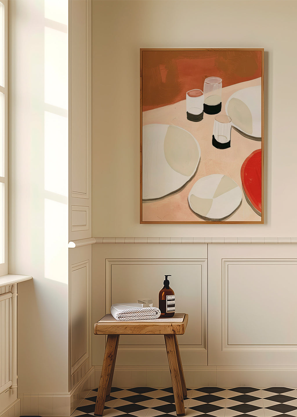 Cuadro de cocina minimalista con platos y vasos – Product2