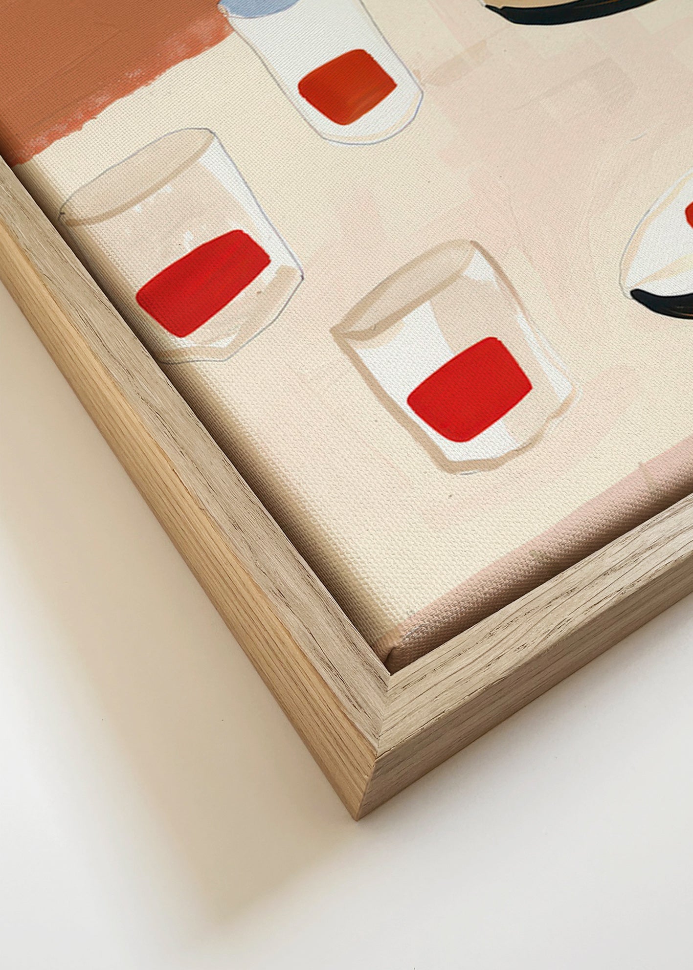 Cuadro de cocina con vasos y platos – Canvas detail