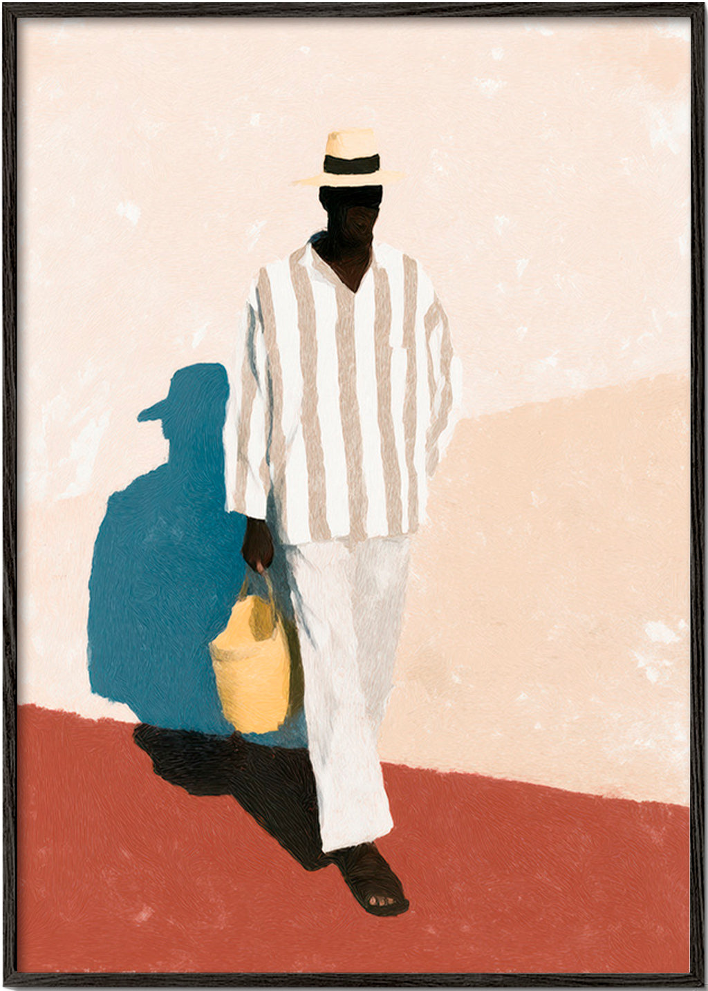 Cuadro minimalista con figura masculina y sombra alargada – Black Frame