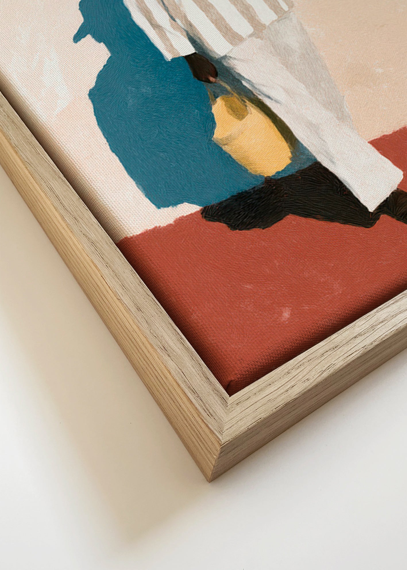 Cuadro minimalista con figura masculina y sombra alargada – Canvas detail